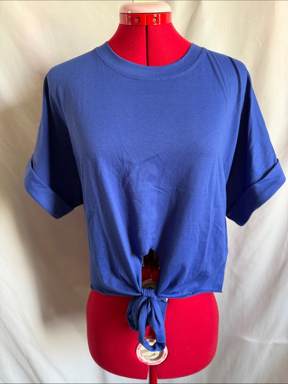 Relaxed Tie-Front Crop Top in Royal Blue